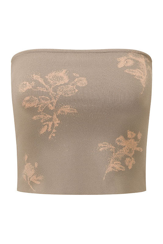 SWAYING 25 Early Autumn Floral Jacquard Stretch Tube Top SW-SW25PF1T01C2-QZ Light Brown (SW25PF1T01)